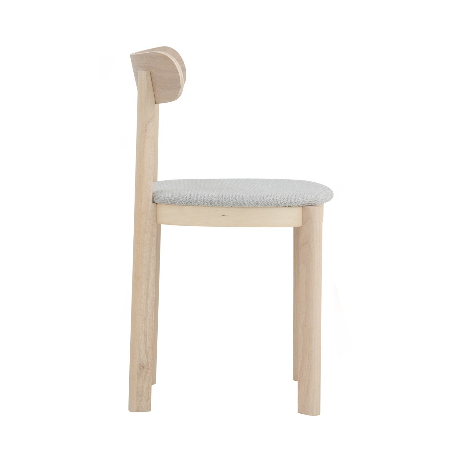 (2set) Lowen Dining Chair with White Wash colour frame, Light Grey colour Rubby fabric seat.