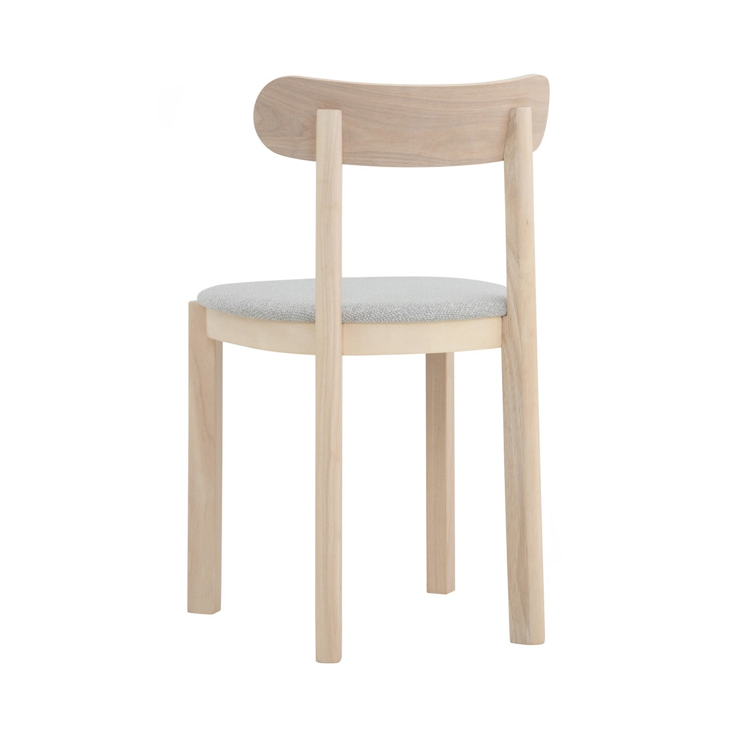 (2set) Lowen Dining Chair with White Wash colour frame, Light Grey colour Rubby fabric seat.