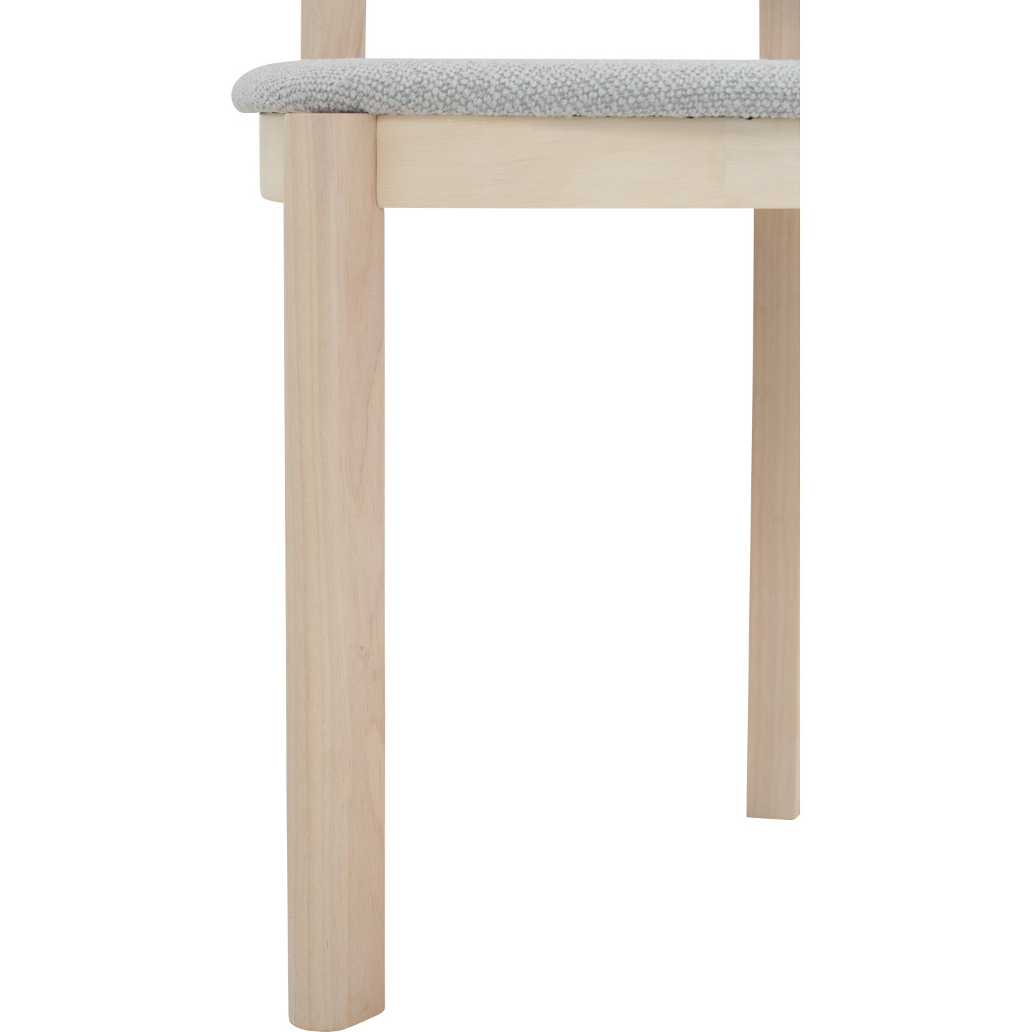 (2set) Lowen Dining Chair with White Wash colour frame, Light Grey colour Rubby fabric seat.