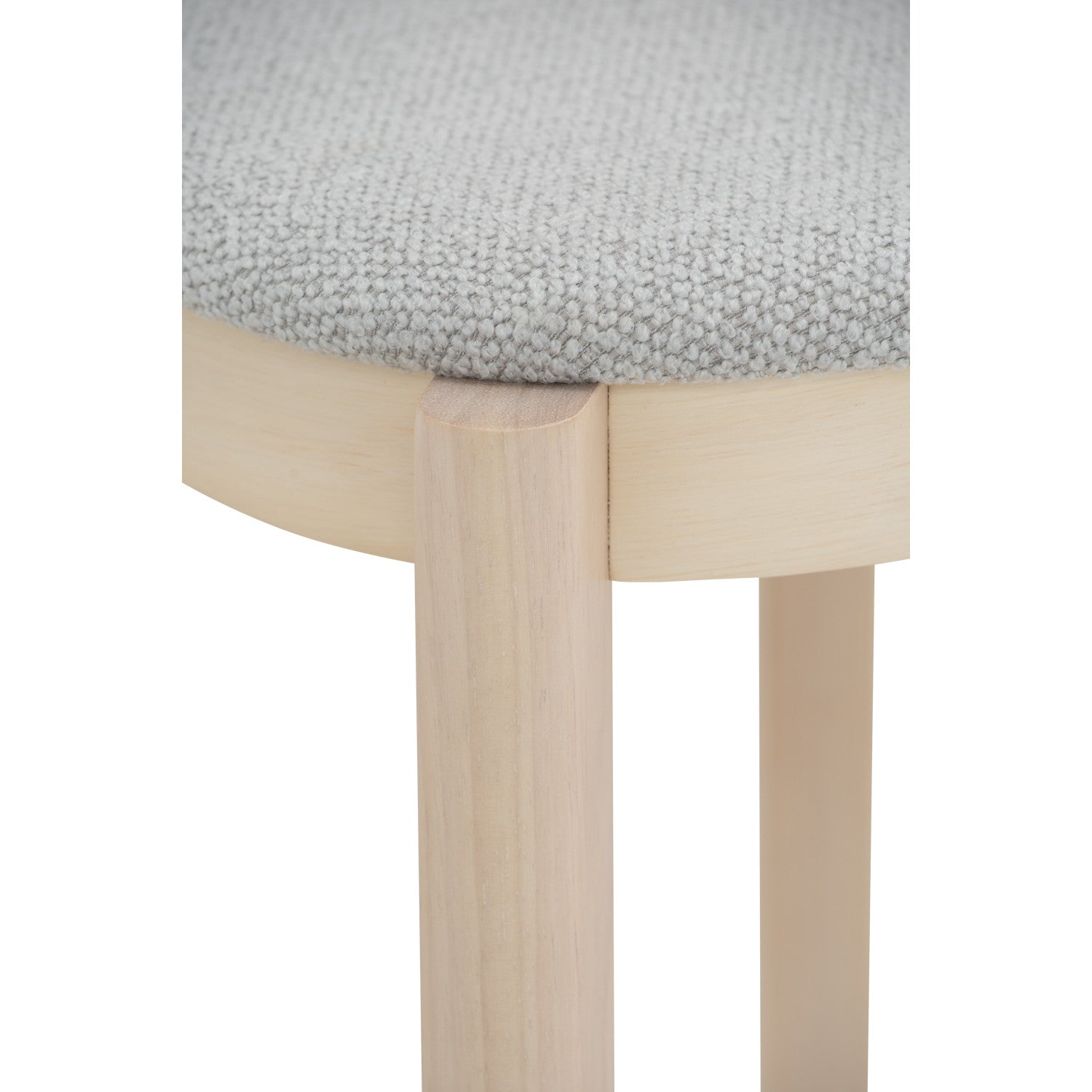 (2set) Lowen Dining Chair with White Wash colour frame, Light Grey colour Rubby fabric seat.