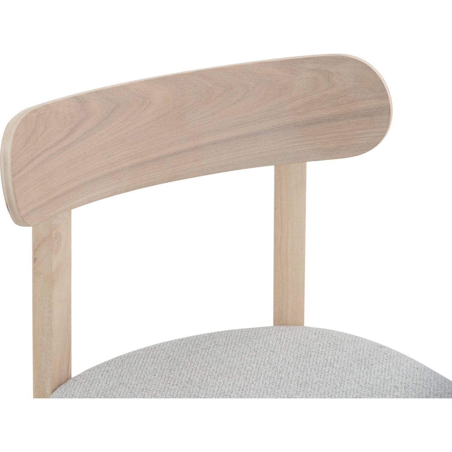 (2set) Lowen Dining Chair with White Wash colour frame, Light Grey colour Rubby fabric seat.