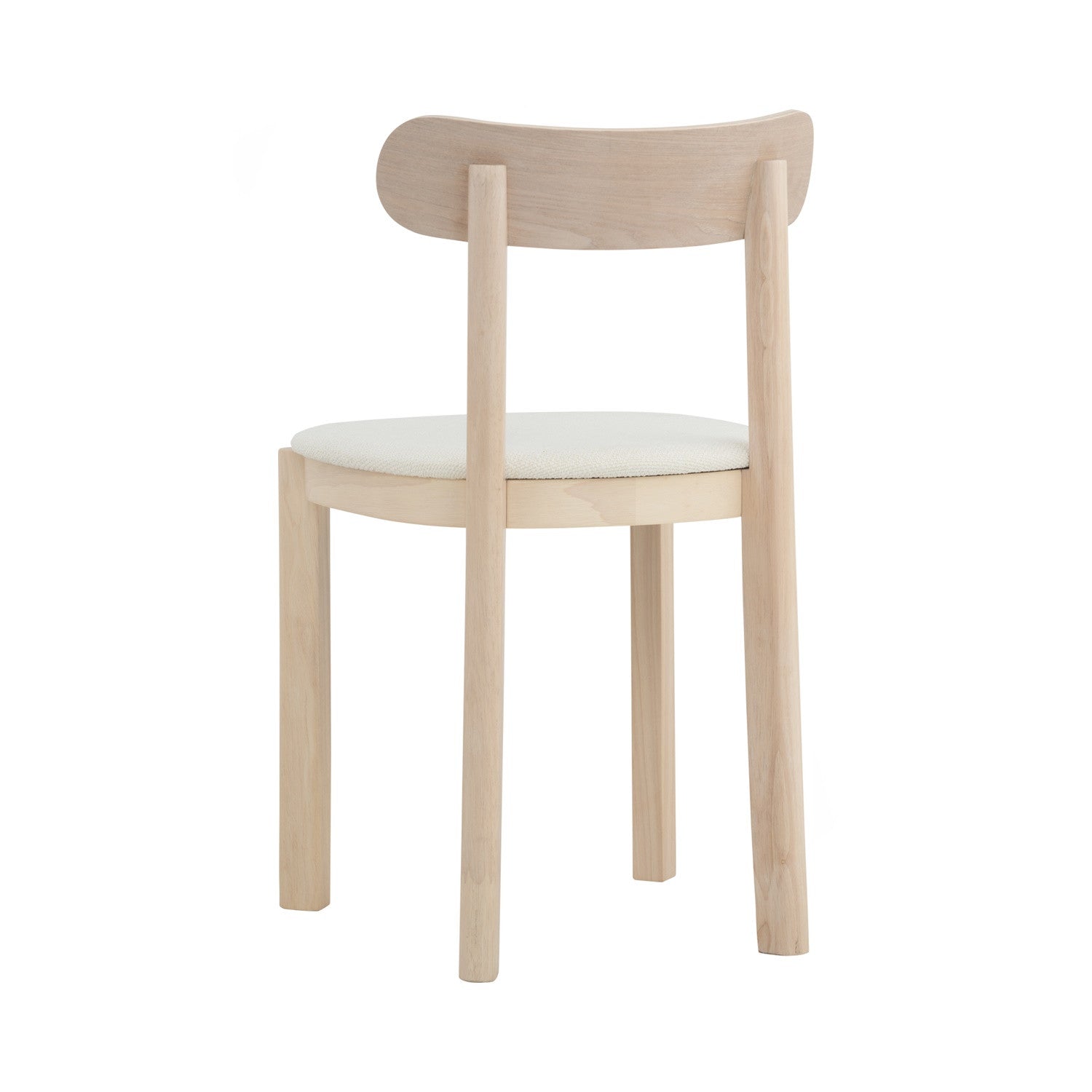 (2set) Lowen Dining Chair with White Wash colour frame, Cream White colour Rubby fabric seat.