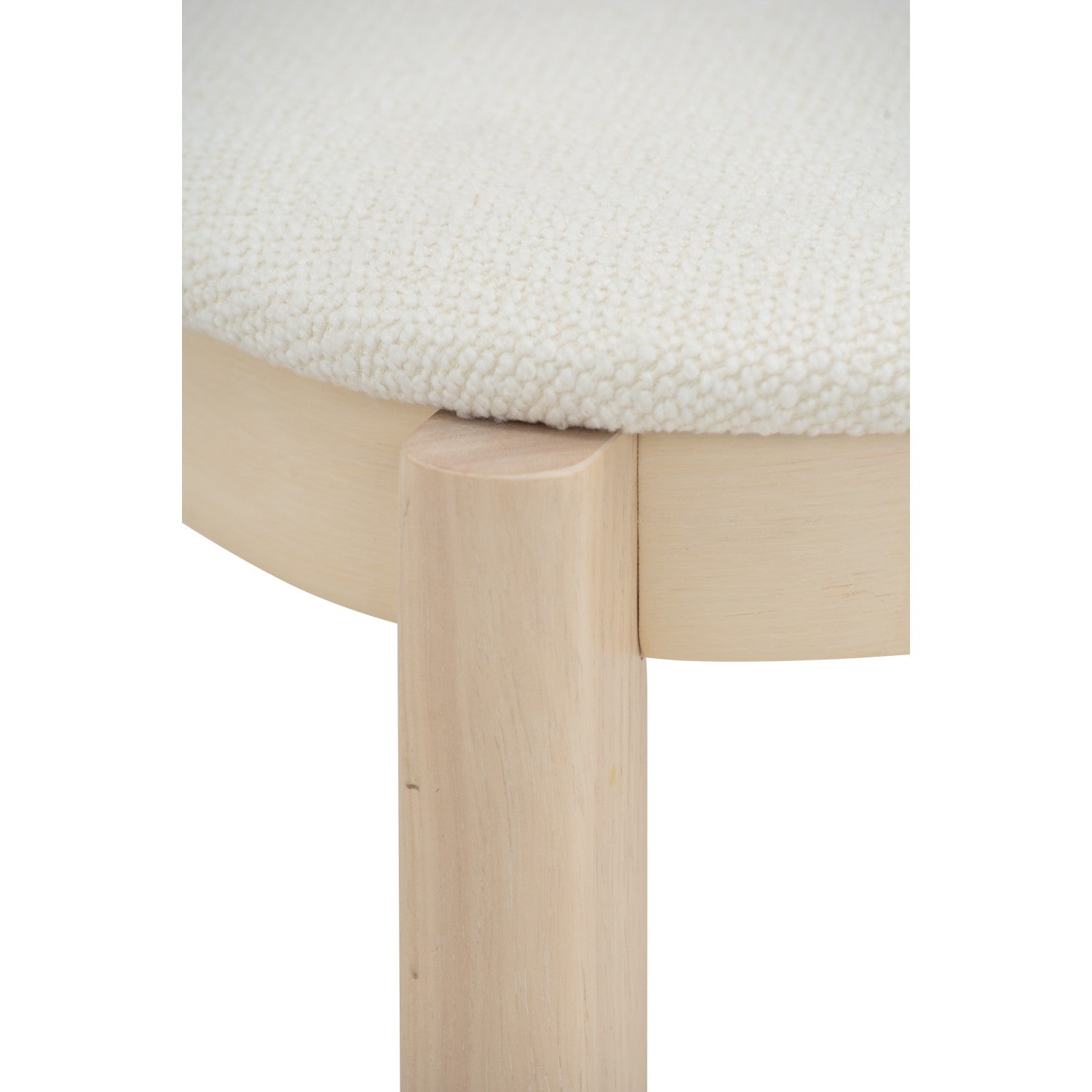 (2set) Lowen Dining Chair with White Wash colour frame, Cream White colour Rubby fabric seat.