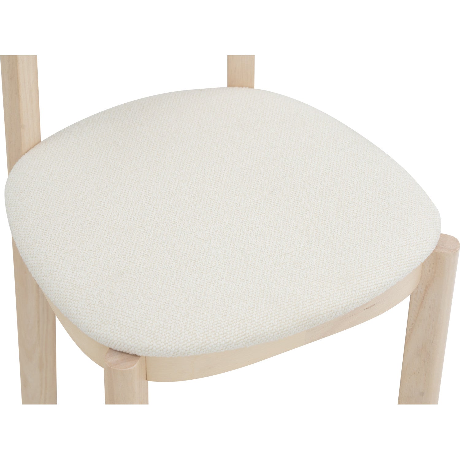 (2set) Lowen Dining Chair with White Wash colour frame, Cream White colour Rubby fabric seat.