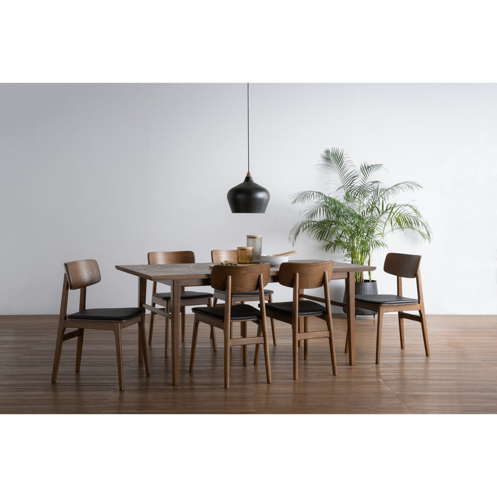 (2set) Tacy dining chair with Cocoa colour leg, Espresso colour Premium Vinyl seat.