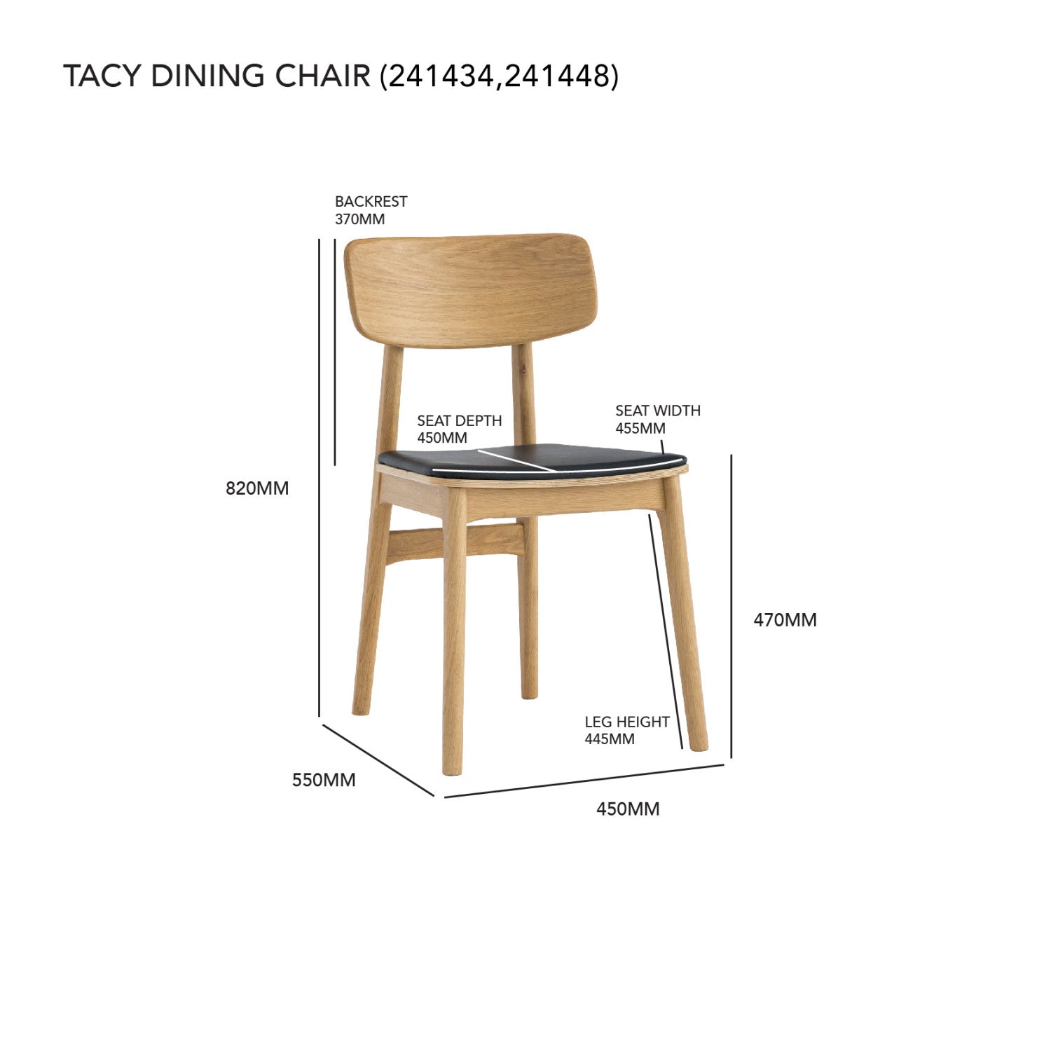 (2set) Tacy dining chair with Cocoa colour leg, Espresso colour Premium Vinyl seat.