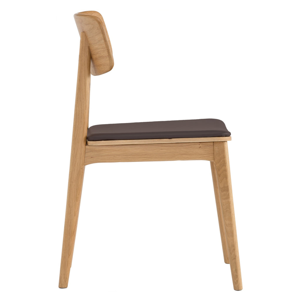 (2set) Tacy dining chair with Natural colour leg, Mocha colour Premium Vinyl seat.