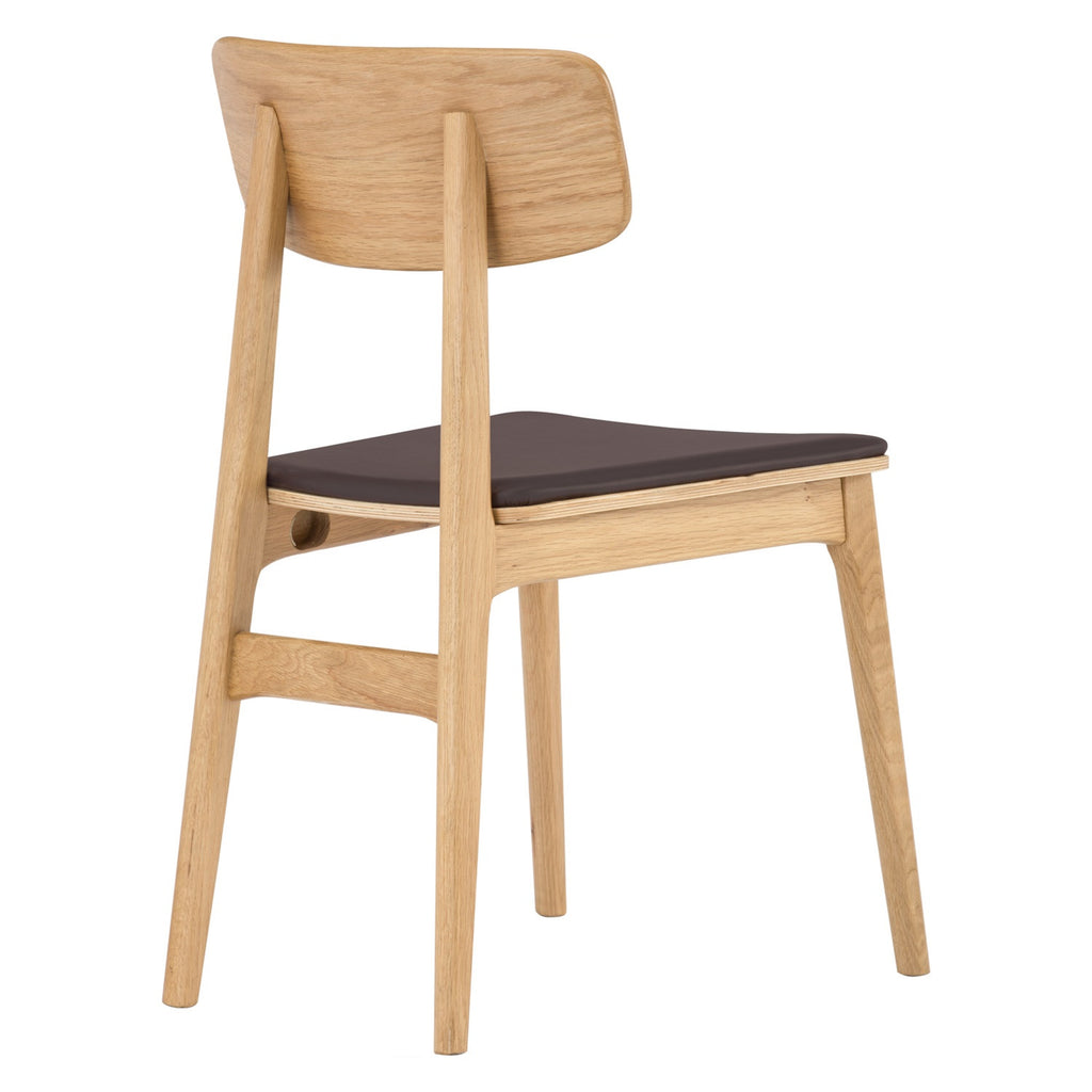 (2set) Tacy dining chair with Natural colour leg, Mocha colour Premium Vinyl seat.