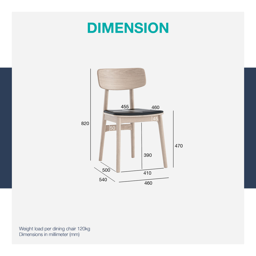 (2set) Tacy dining chair with Natural colour leg, Mocha colour Premium Vinyl seat.