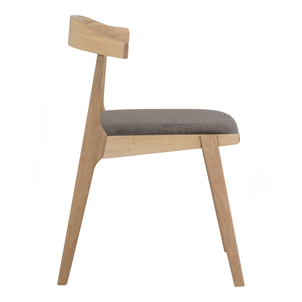 (2set) Rufus Dining Chair with Natural colour leg, Oak colour Moleen fabric