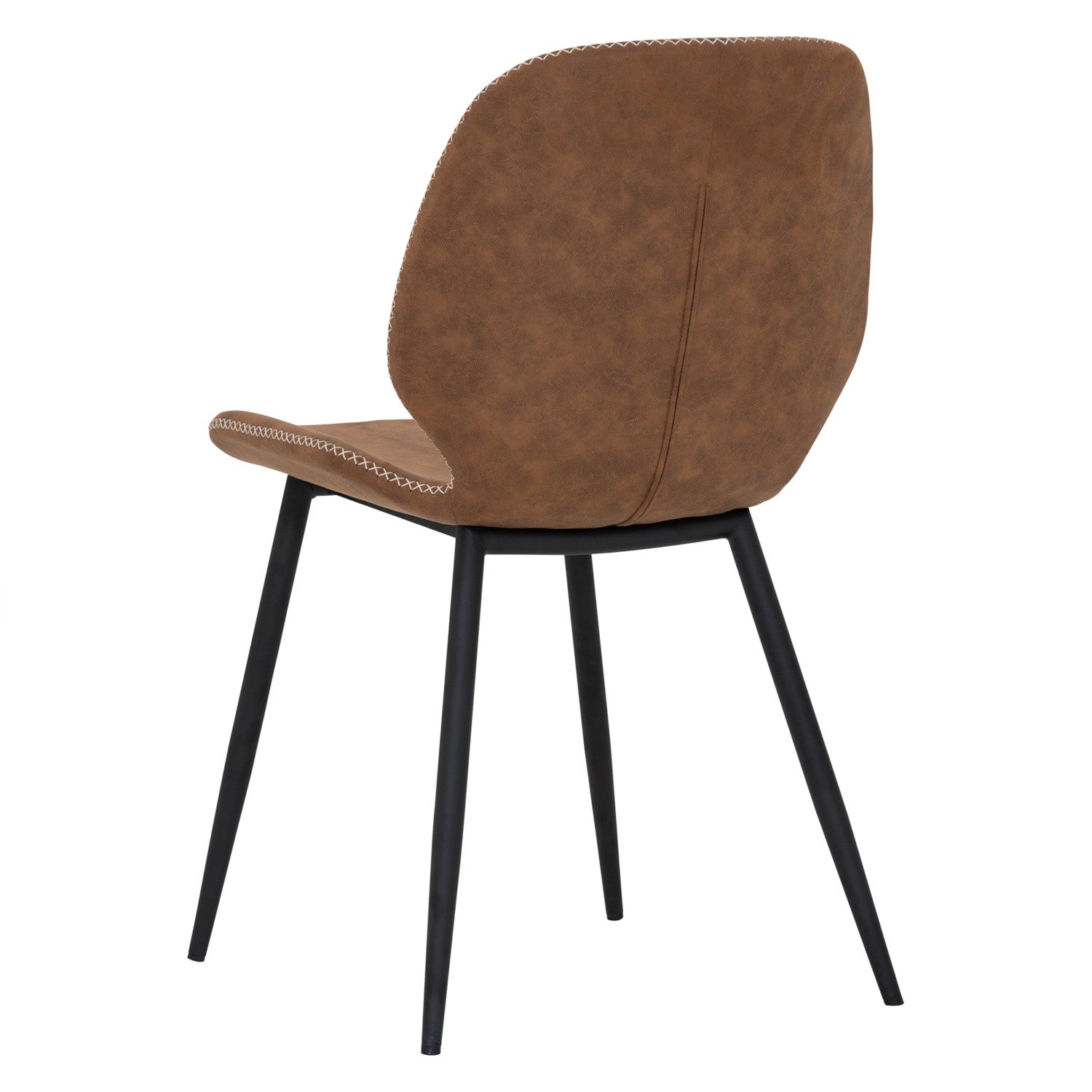 (2set) Nenzo Dining Chair with Matt Black Epoxy colour leg, Russet colour PU cover
