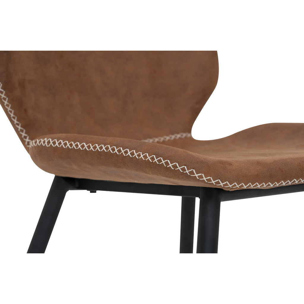 (2set) Nenzo Dining Chair with Matt Black Epoxy colour leg, Russet colour PU cover