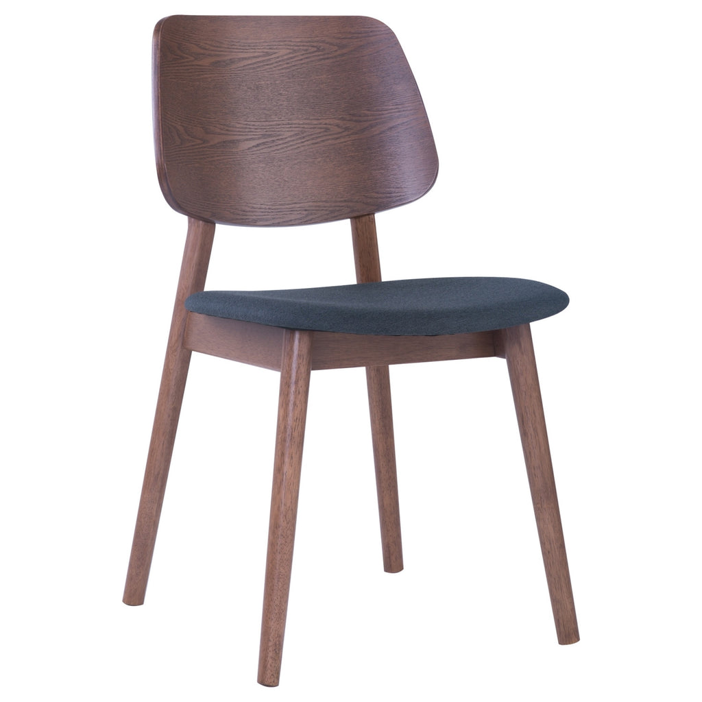 (2set) Mercy Chair in Cocoa colour frame, Dark Grey colour Faille fabric.