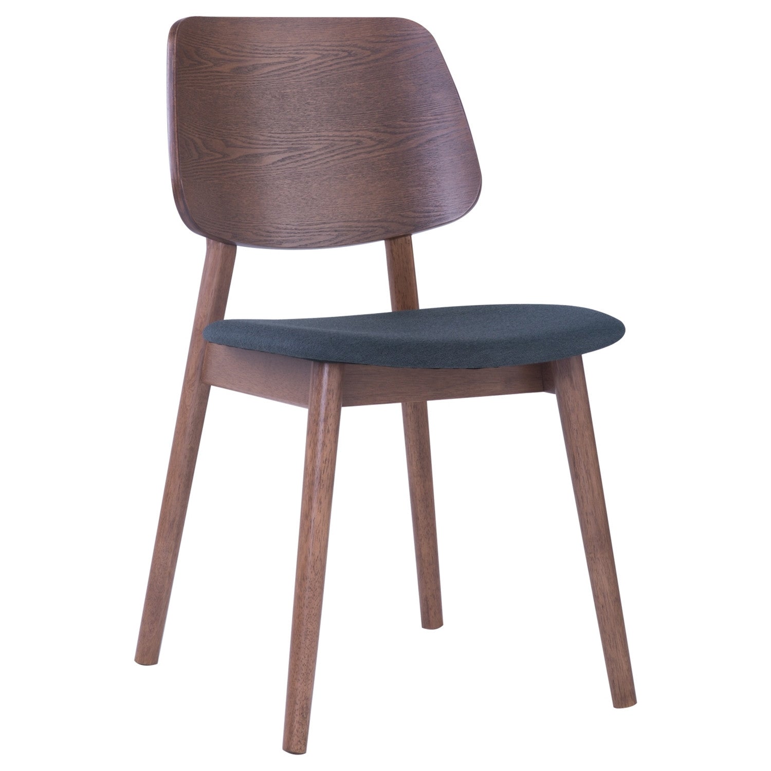 (2set) Mercy Chair in Cocoa colour frame, Dark Grey colour Faille fabric.