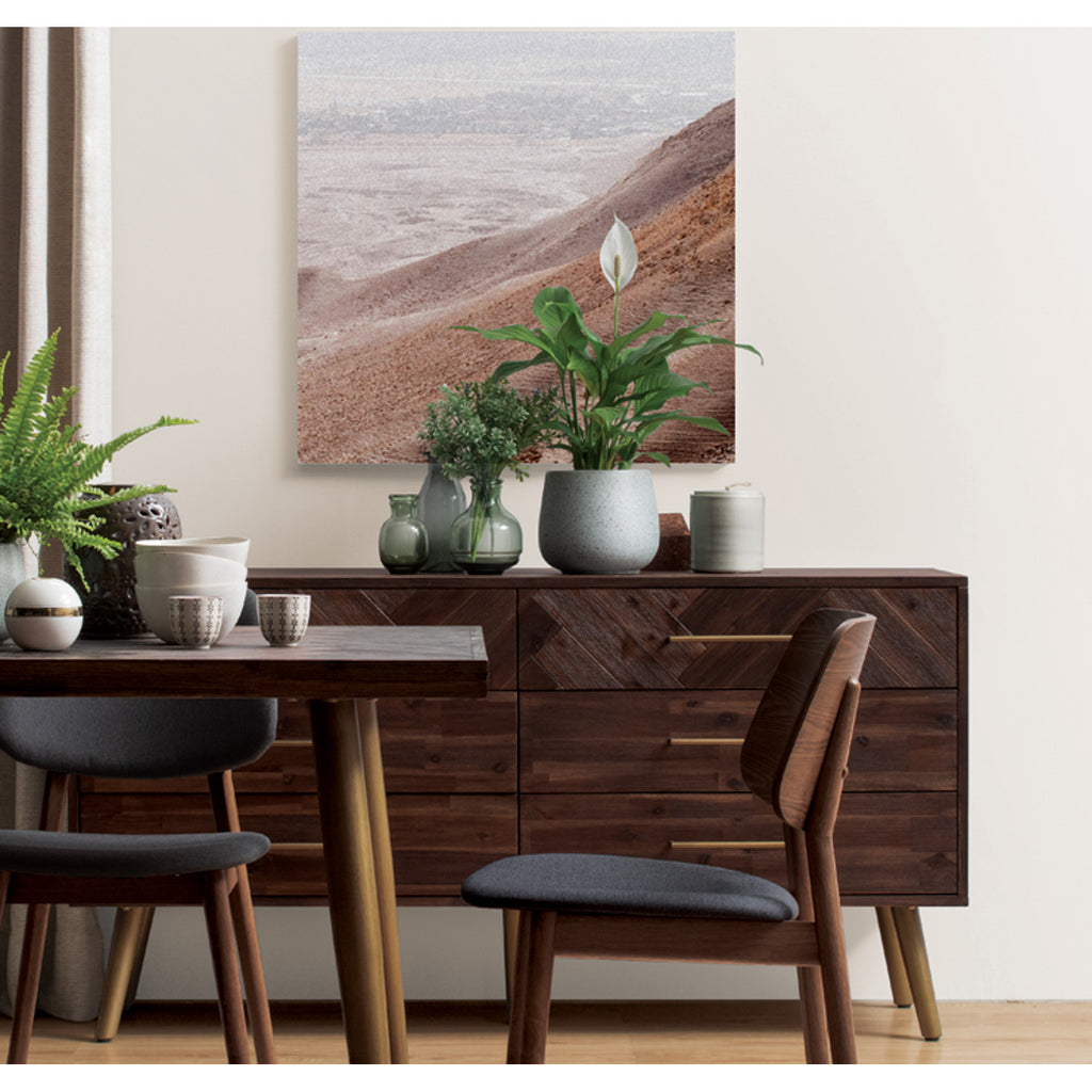 (2set) Mercy Chair in Cocoa colour frame, Dark Grey colour Faille fabric.