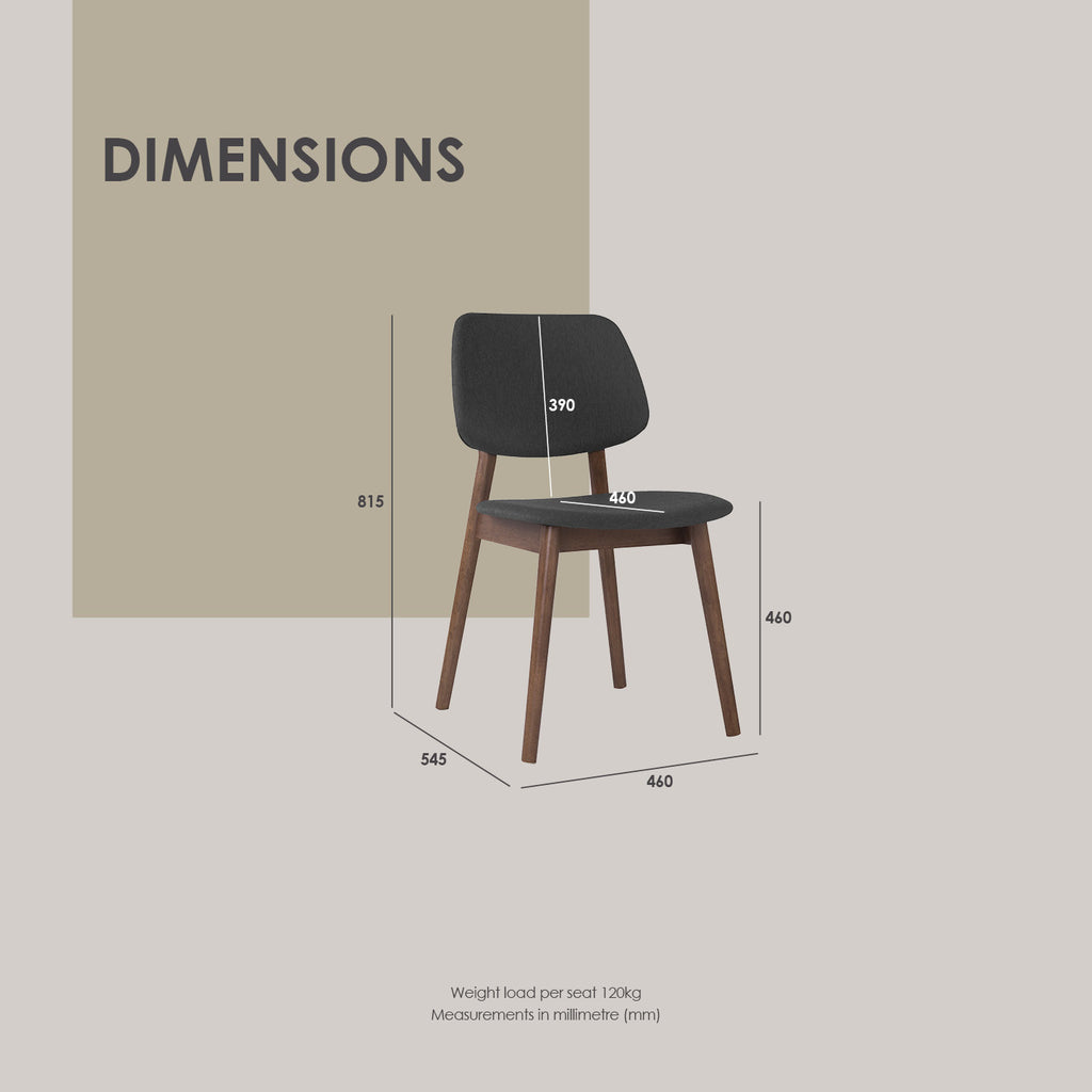 (2set) Mercy Chair in Cocoa colour frame, Dark Grey colour Faille fabric.