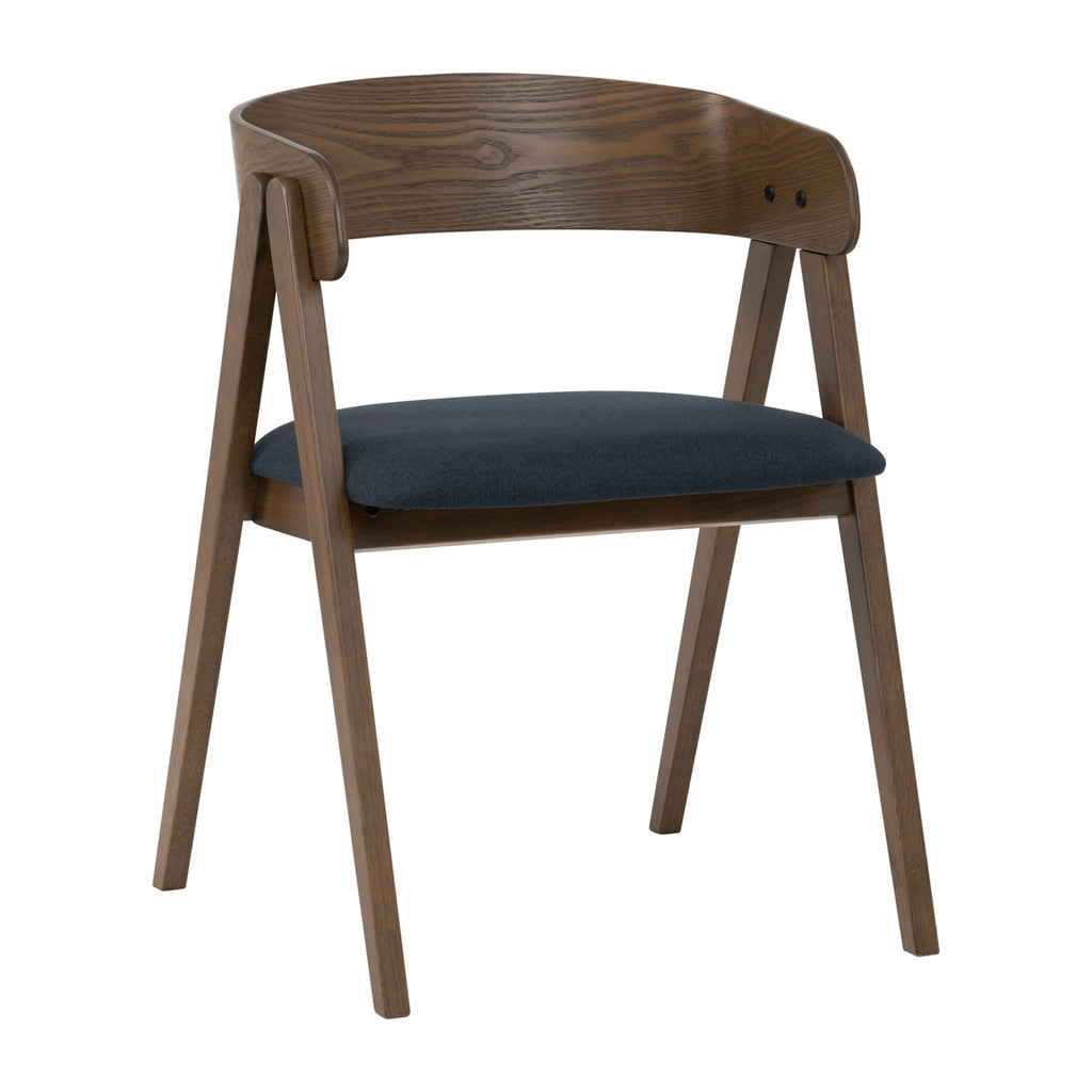 (2set) Carter dining chair in Cocoa colour frame, Navy colour Challis fabric seat.
