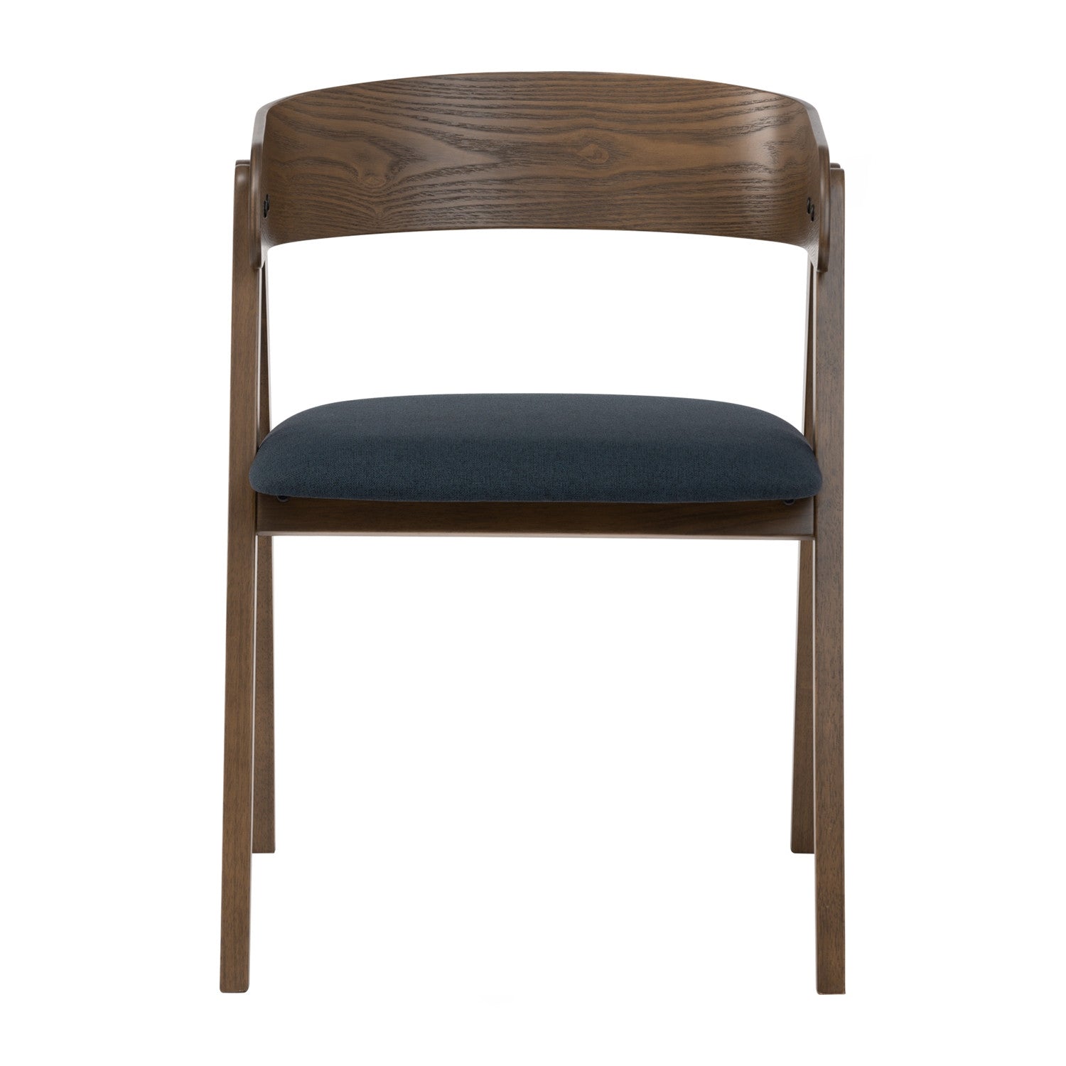 (2set) Carter dining chair in Cocoa colour frame, Navy colour Challis fabric seat.