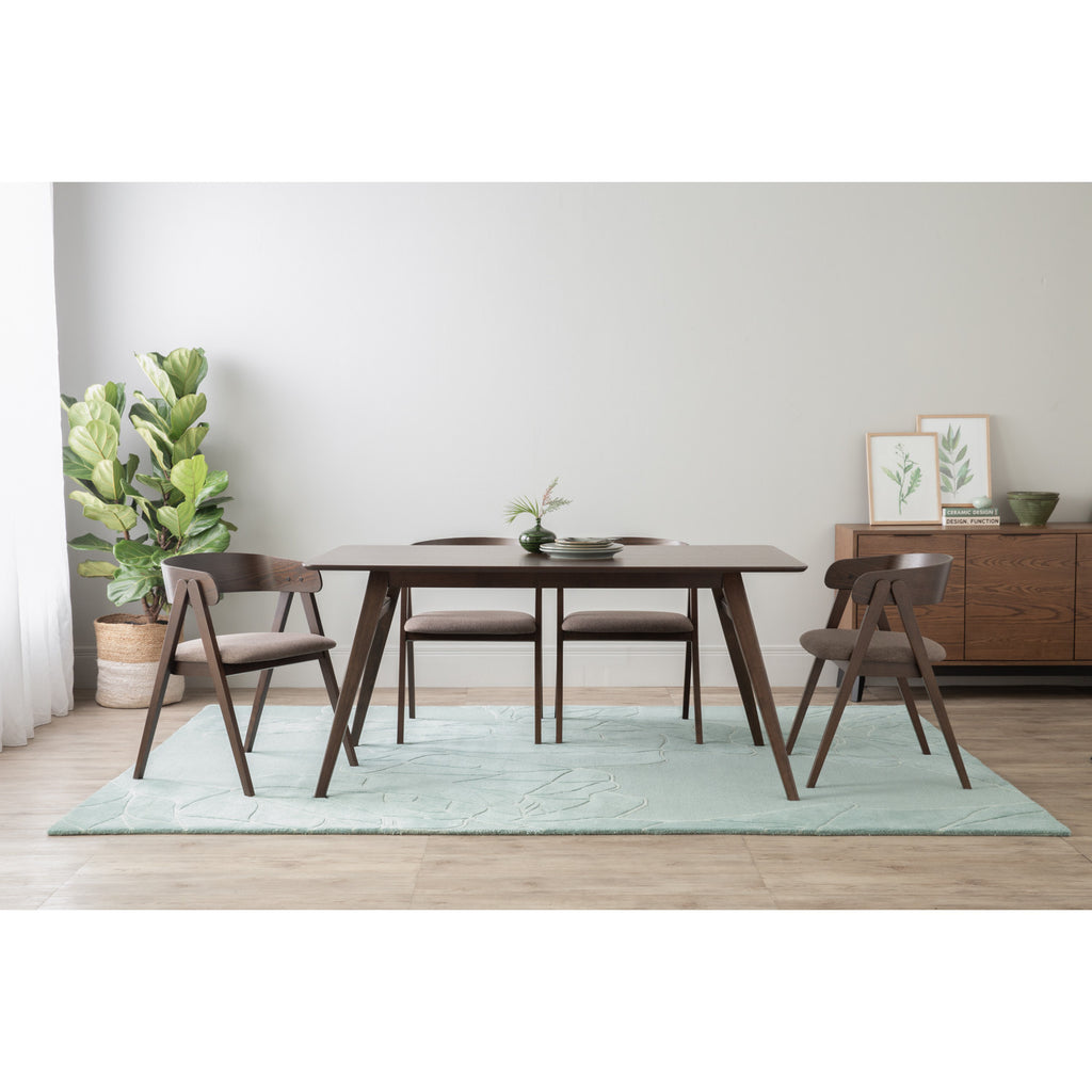 (2set) Carter dining chair in Dark Chestnut colour frame, Chestnut colour Dimity fabric seat