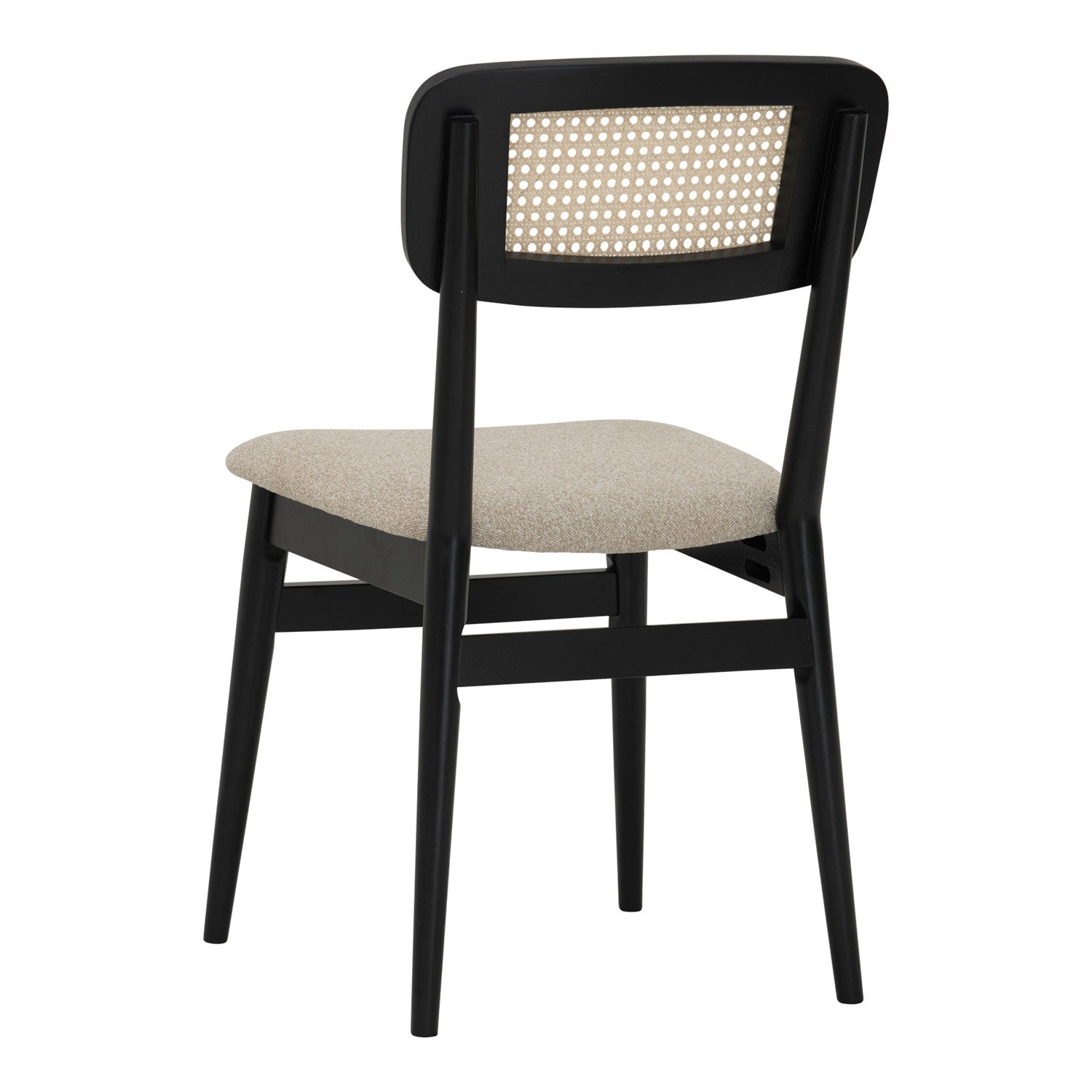 (2Set) Arlo dining chair in Black colour frame, Beige colour Lake fabric cushion seat.