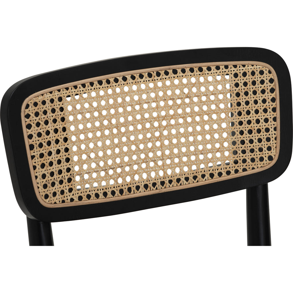 (2Set) Arlo dining chair in Black colour frame, Beige colour Lake fabric cushion seat.