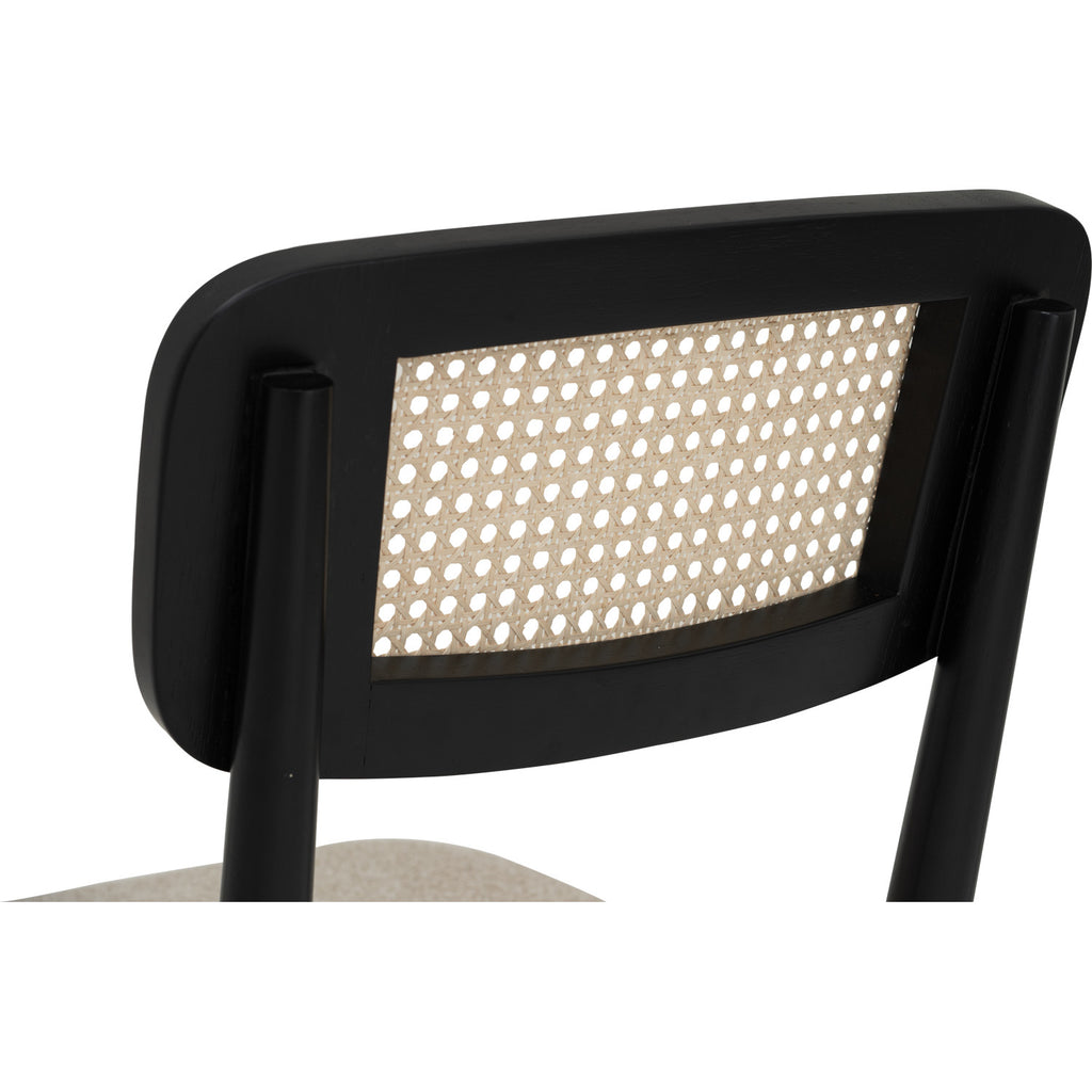 (2Set) Arlo dining chair in Black colour frame, Beige colour Lake fabric cushion seat.