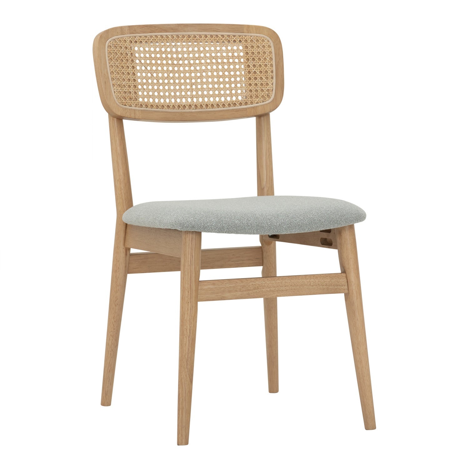 (2set) Arlo Dining Chair in Natural colour frame, Mint Grey colour Lake fabric cushion seat