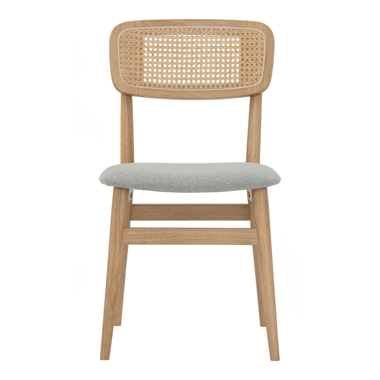 (2set) Arlo Dining Chair in Natural colour frame, Mint Grey colour Lake fabric cushion seat
