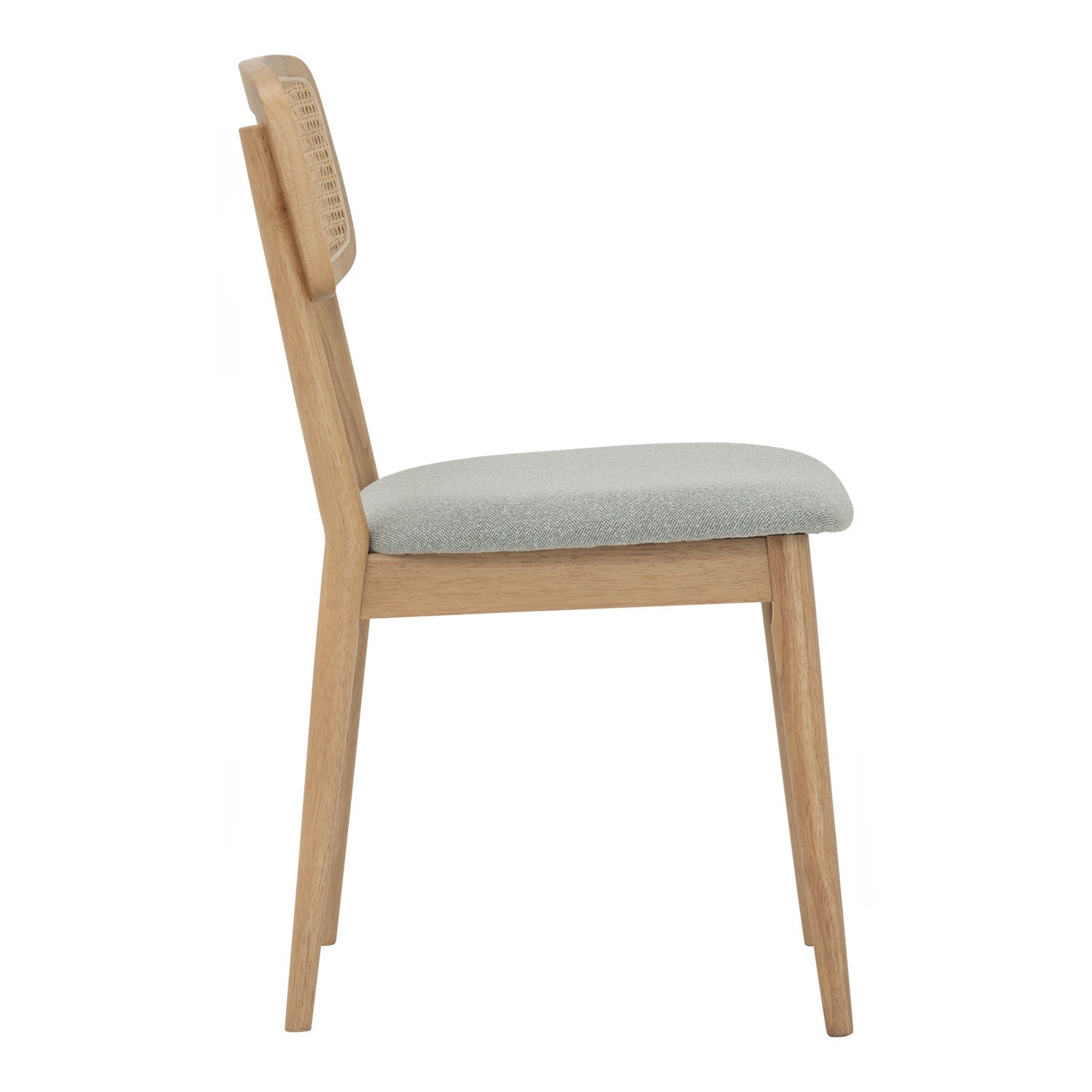 (2set) Arlo Dining Chair in Natural colour frame, Mint Grey colour Lake fabric cushion seat