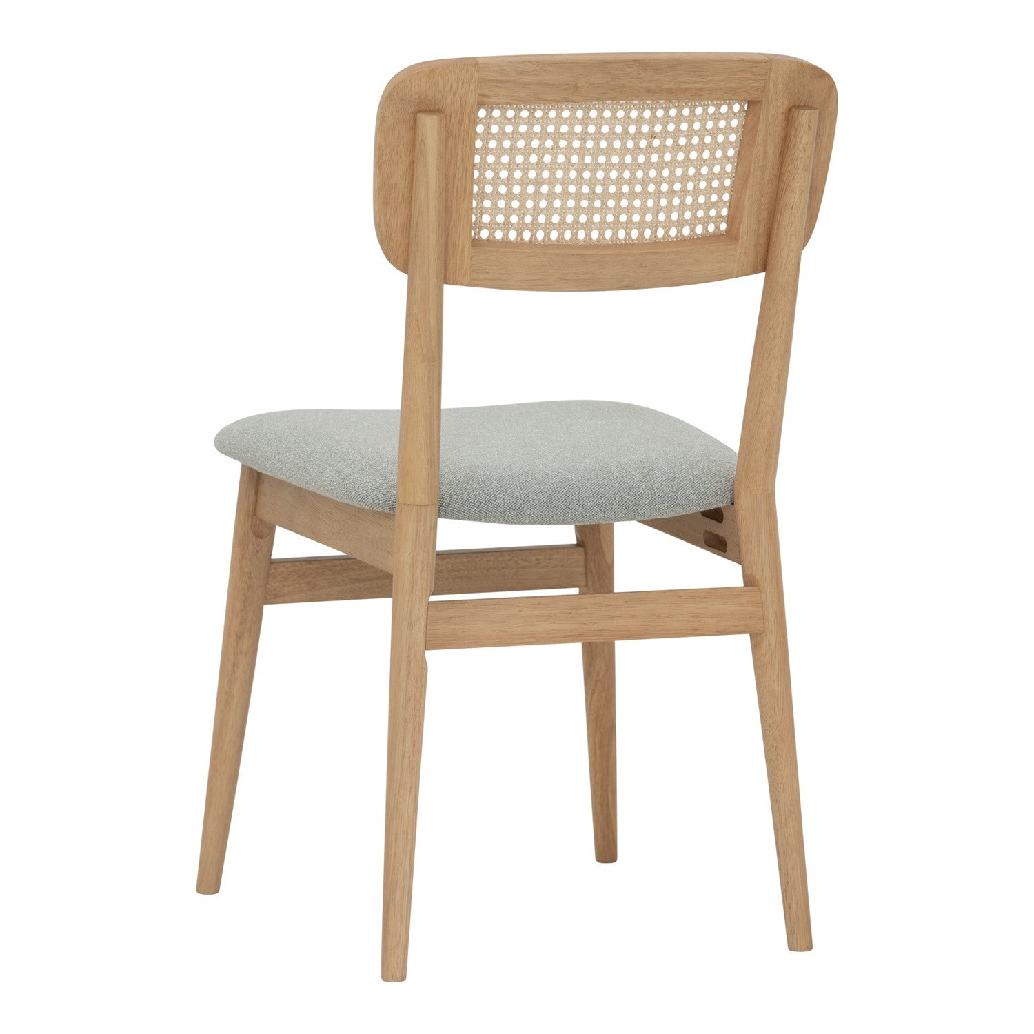 (2set) Arlo Dining Chair in Natural colour frame, Mint Grey colour Lake fabric cushion seat