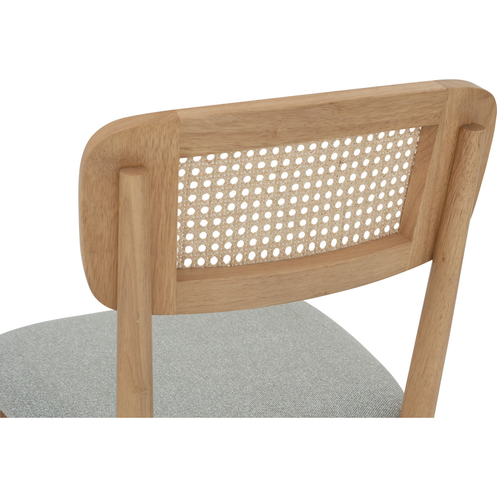 (2set) Arlo Dining Chair in Natural colour frame, Mint Grey colour Lake fabric cushion seat