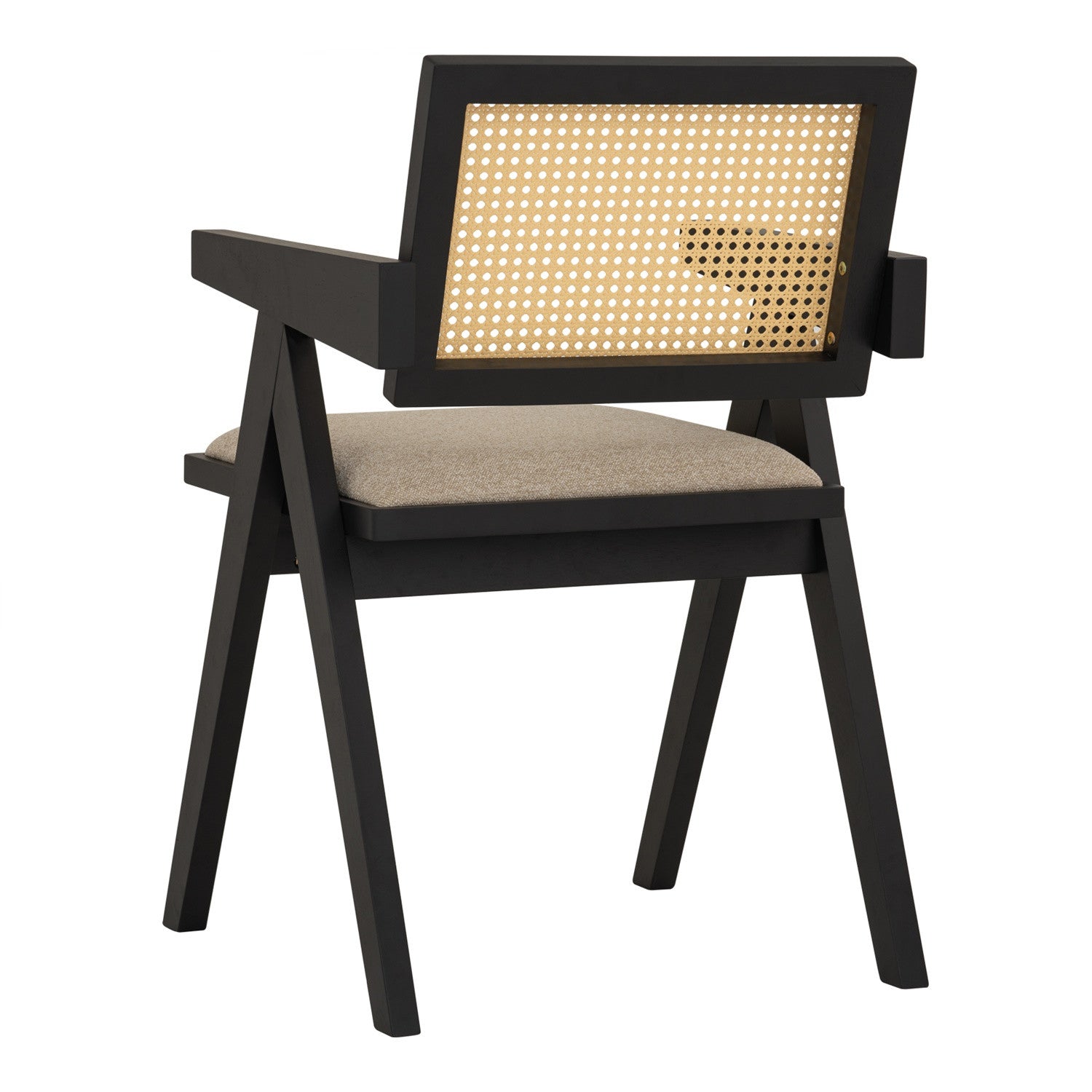 (2set) Kairi Dining Chair with Black colour frame, Beige colour Lake fabric seat