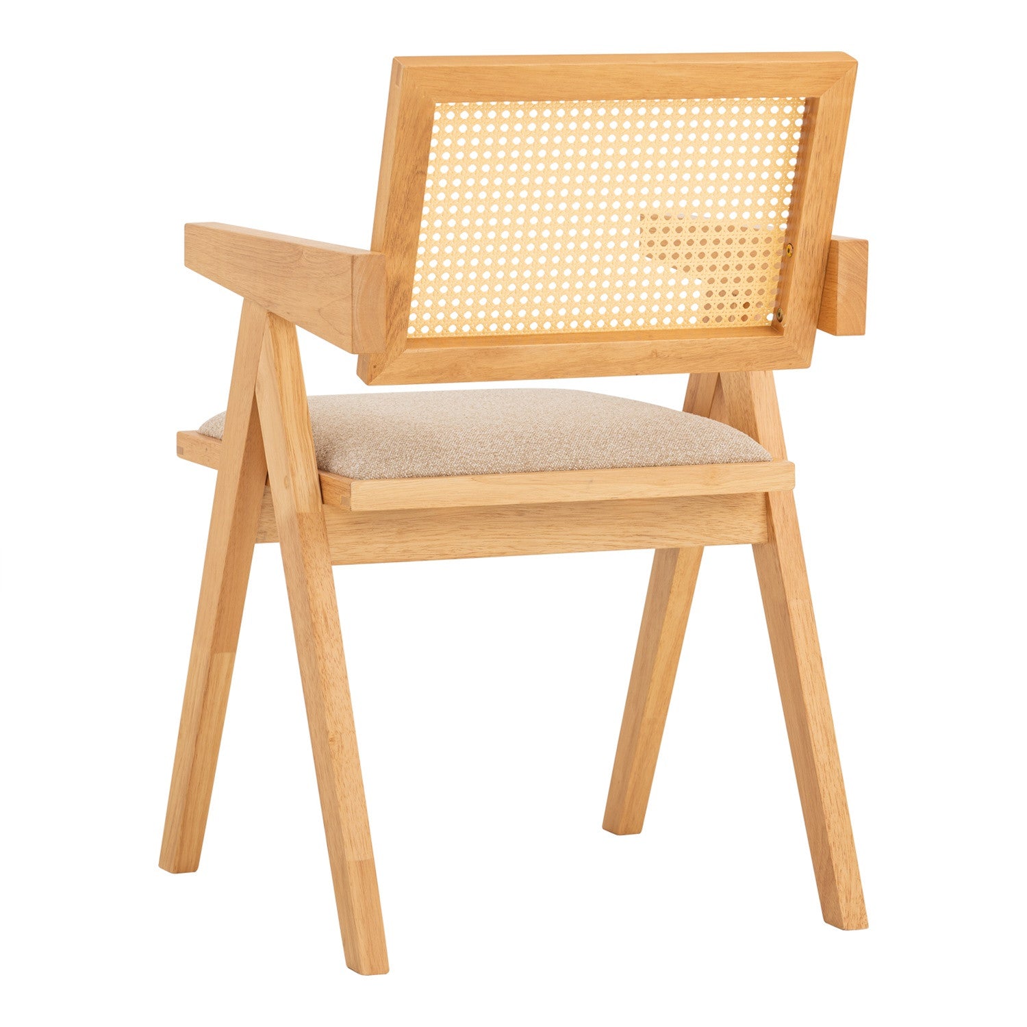 (2set) Kairi dining chair with Natural colour frame, Beige colour Lake fabric seat.