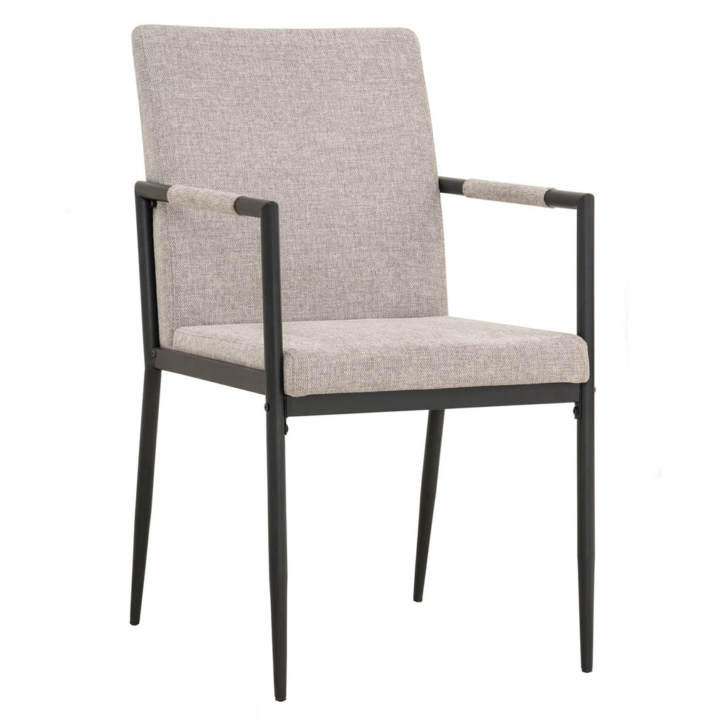 (2Set) Ferma Dining Chair With Matt Black Epoxy Colour Leg, Greymist Colour Belfast Fabric seat and Back