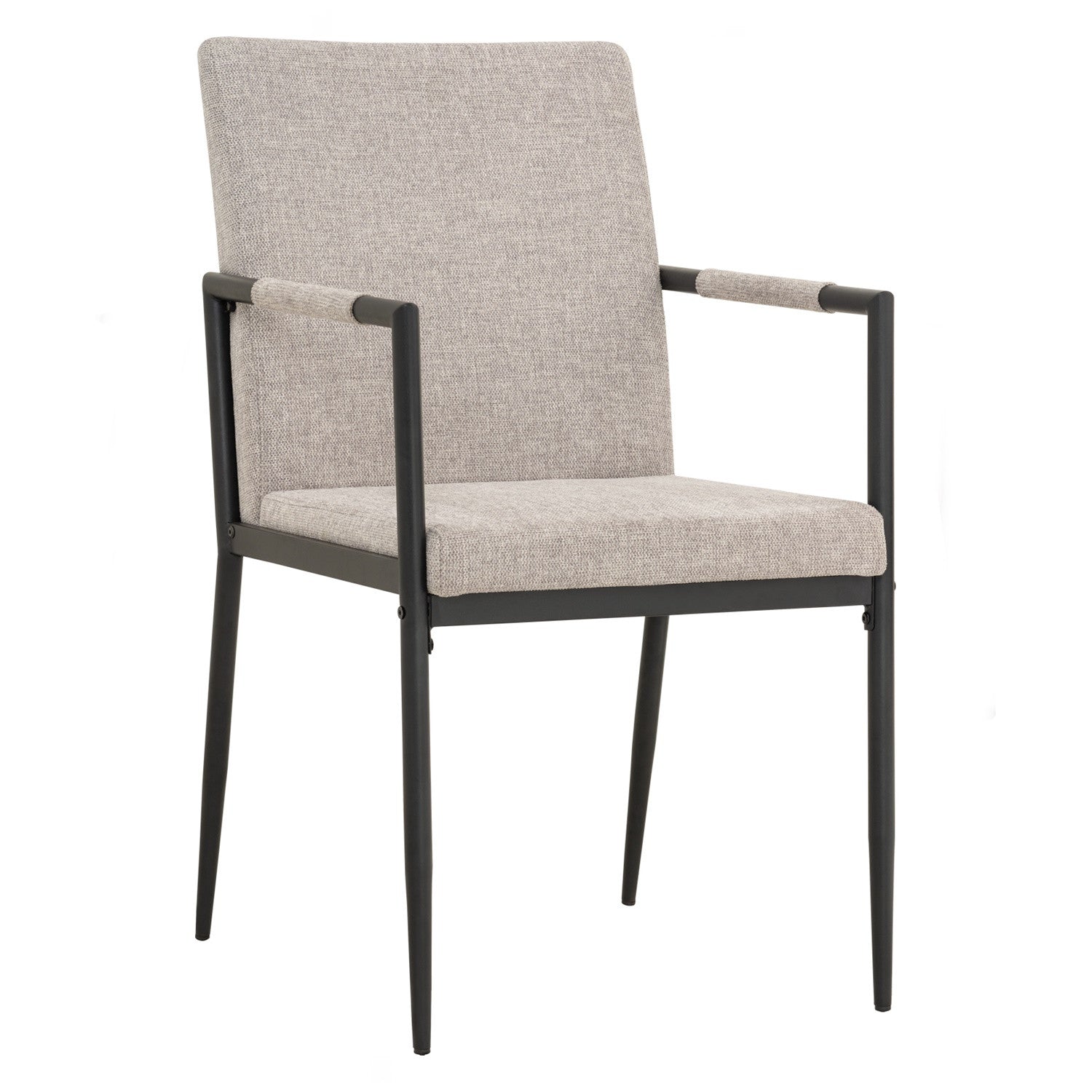 (2Set) Ferma Dining Chair With Matt Black Epoxy Colour Leg, Greymist Colour Belfast Fabric seat and Back