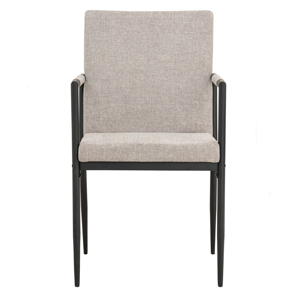 (2Set) Ferma Dining Chair With Matt Black Epoxy Colour Leg, Greymist Colour Belfast Fabric seat and Back