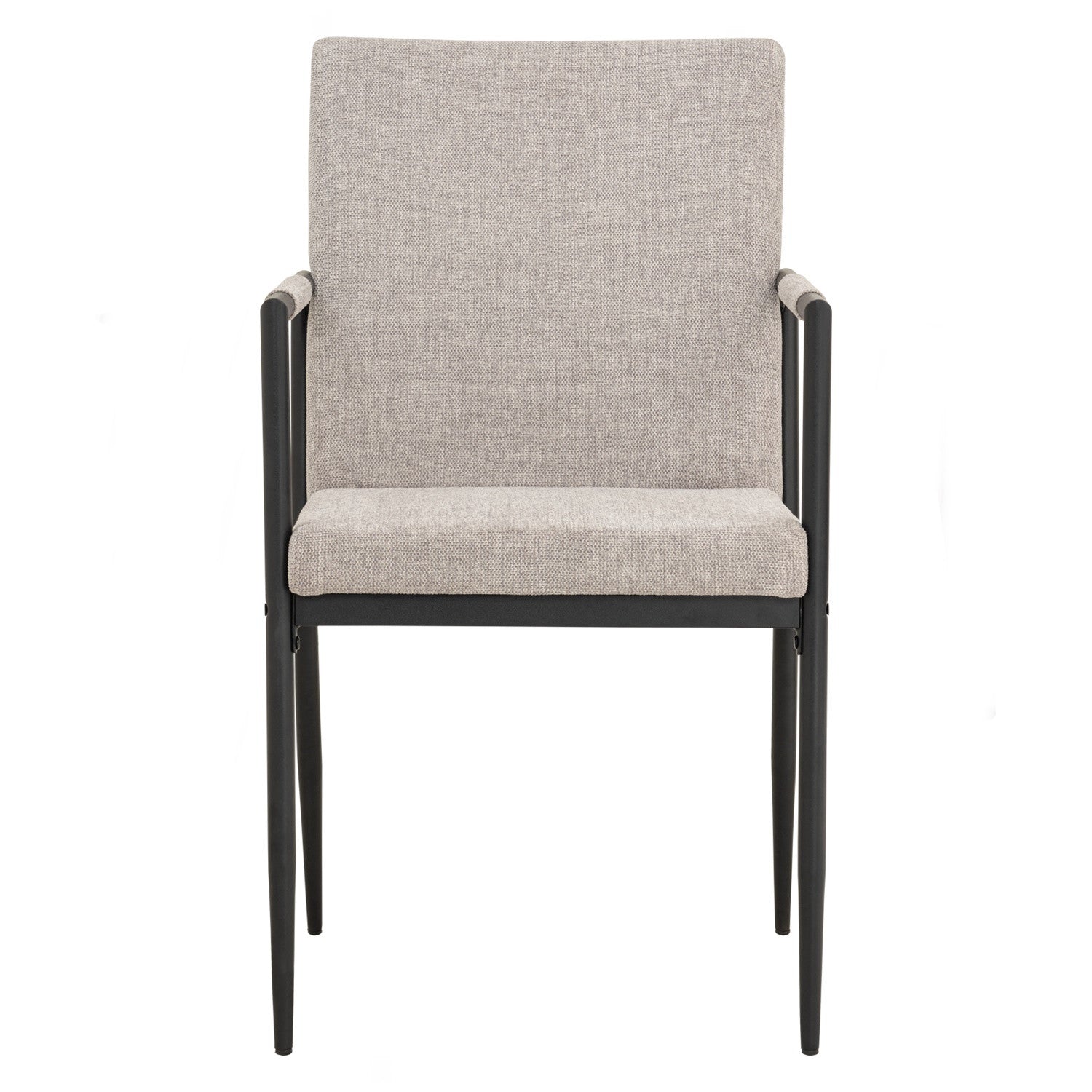 (2Set) Ferma Dining Chair With Matt Black Epoxy Colour Leg, Greymist Colour Belfast Fabric seat and Back