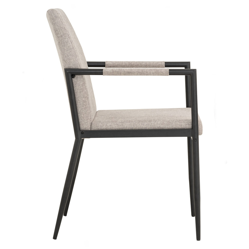 (2Set) Ferma Dining Chair With Matt Black Epoxy Colour Leg, Greymist Colour Belfast Fabric seat and Back