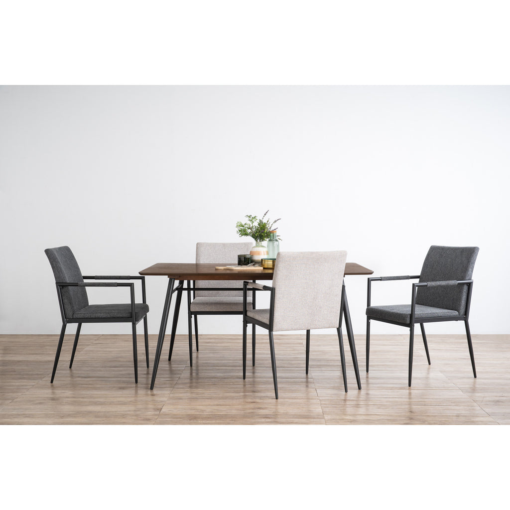 (2Set) Ferma Dining Chair With Matt Black Epoxy Colour Leg, Greymist Colour Belfast Fabric seat and Back