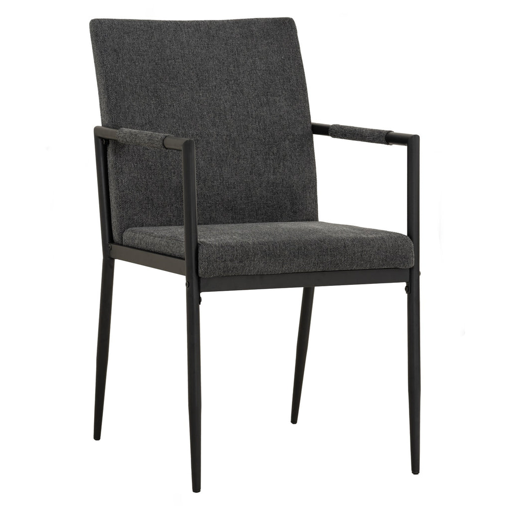 (2set) Ferma dining chair with Matt Black Epoxy colour leg, Anthracite colour Belfast fabric seat and back