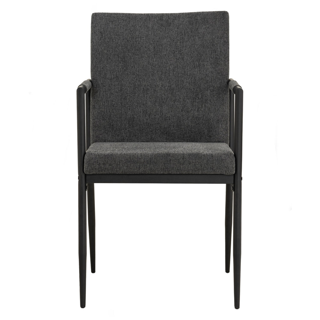 (2set) Ferma dining chair with Matt Black Epoxy colour leg, Anthracite colour Belfast fabric seat and back
