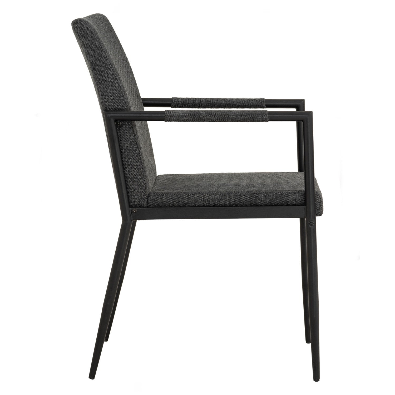 (2set) Ferma dining chair with Matt Black Epoxy colour leg, Anthracite colour Belfast fabric seat and back