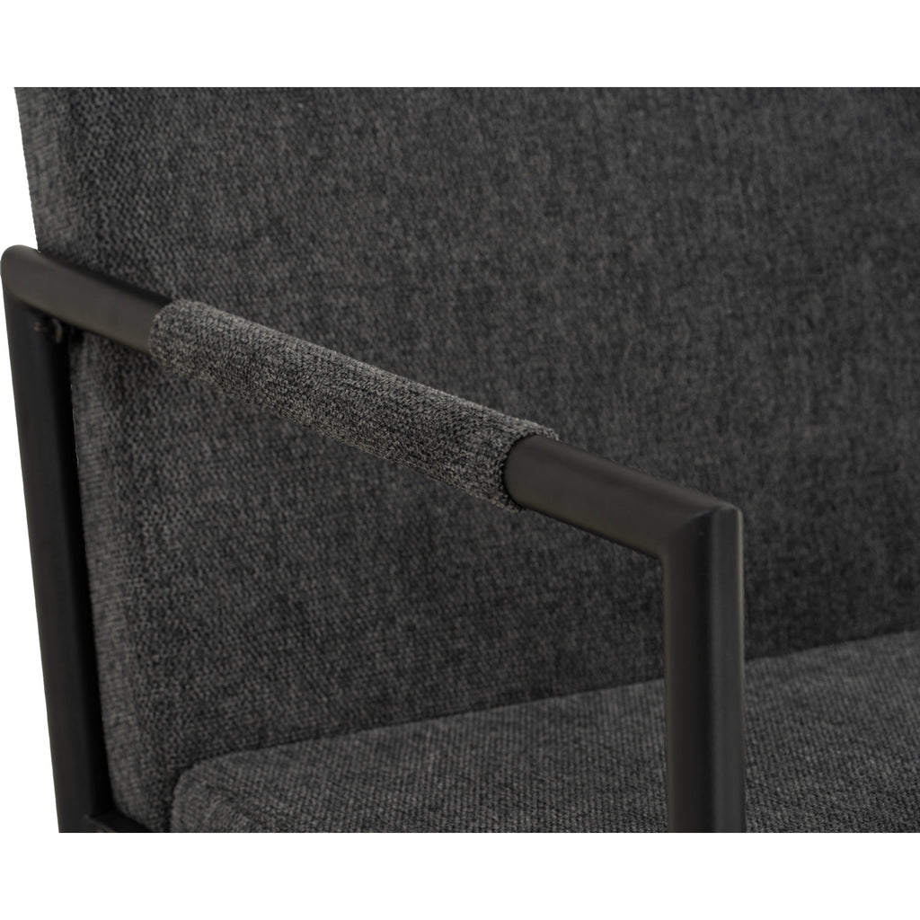 (2set) Ferma dining chair with Matt Black Epoxy colour leg, Anthracite colour Belfast fabric seat and back