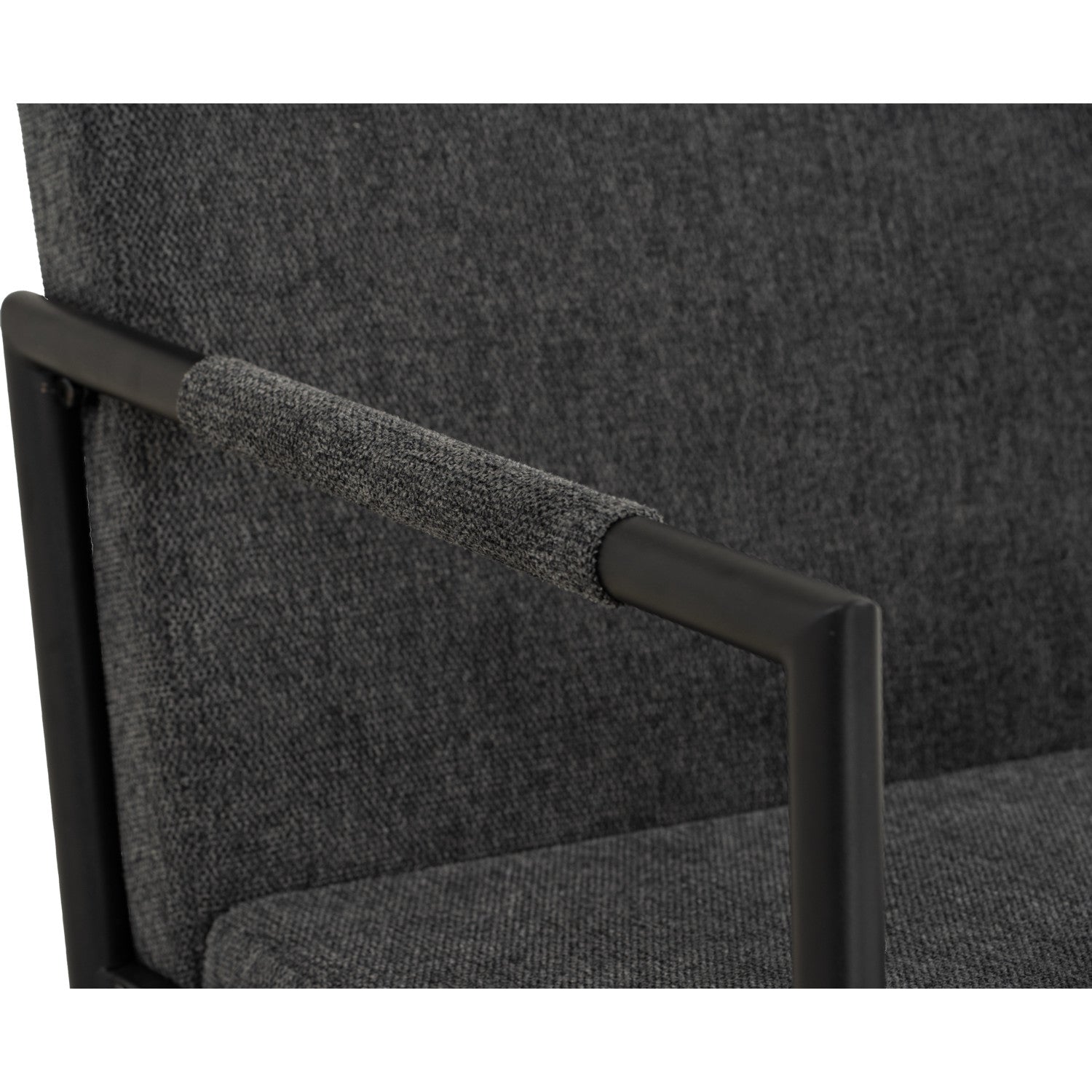 (2set) Ferma dining chair with Matt Black Epoxy colour leg, Anthracite colour Belfast fabric seat and back