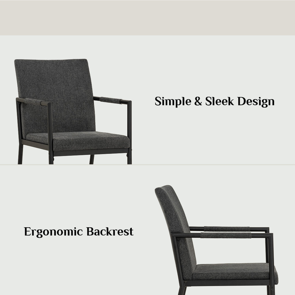(2set) Ferma dining chair with Matt Black Epoxy colour leg, Anthracite colour Belfast fabric seat and back