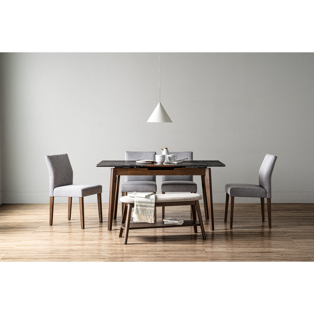 (2set) Ladee dining chair in Cocoa colour leg, Light Grey colour Drill fabric.