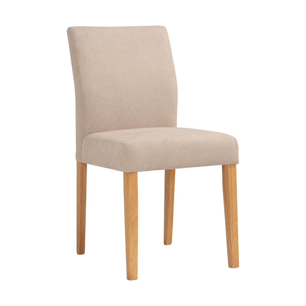 Ladee dining chair in Natural colour leg, Beige colour Jersey fabric.