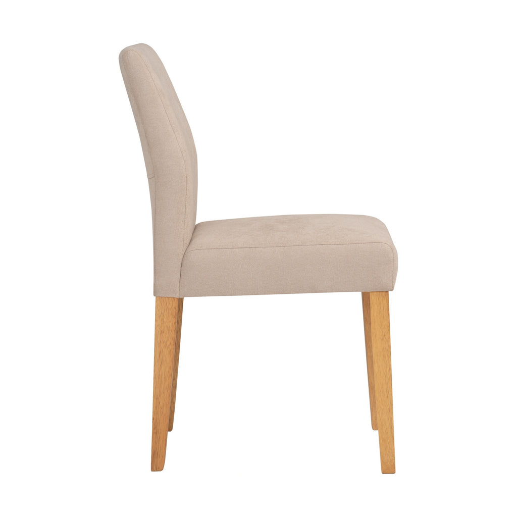 Ladee dining chair in Natural colour leg, Beige colour Jersey fabric.