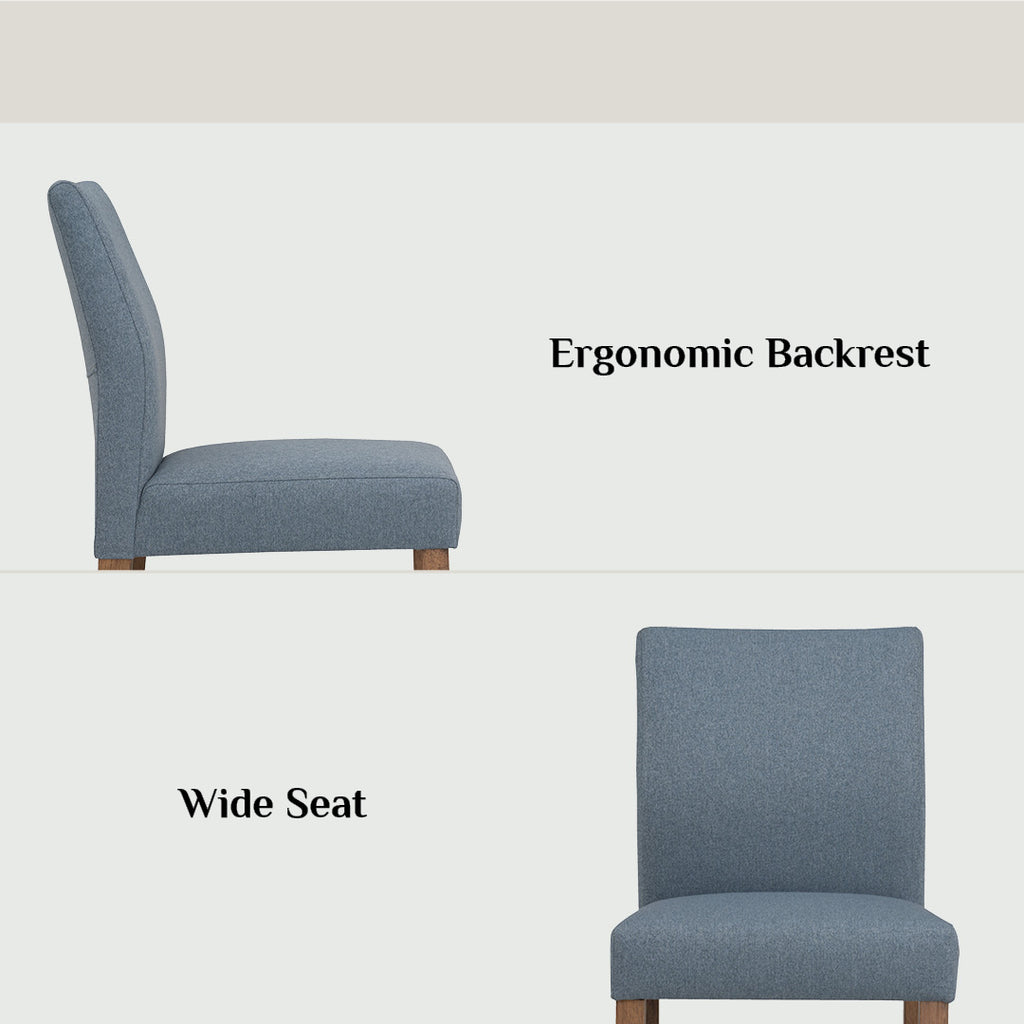 (2set) Ladee dining chair in Cocoa colour leg, Steel Blue colour Drill fabric.