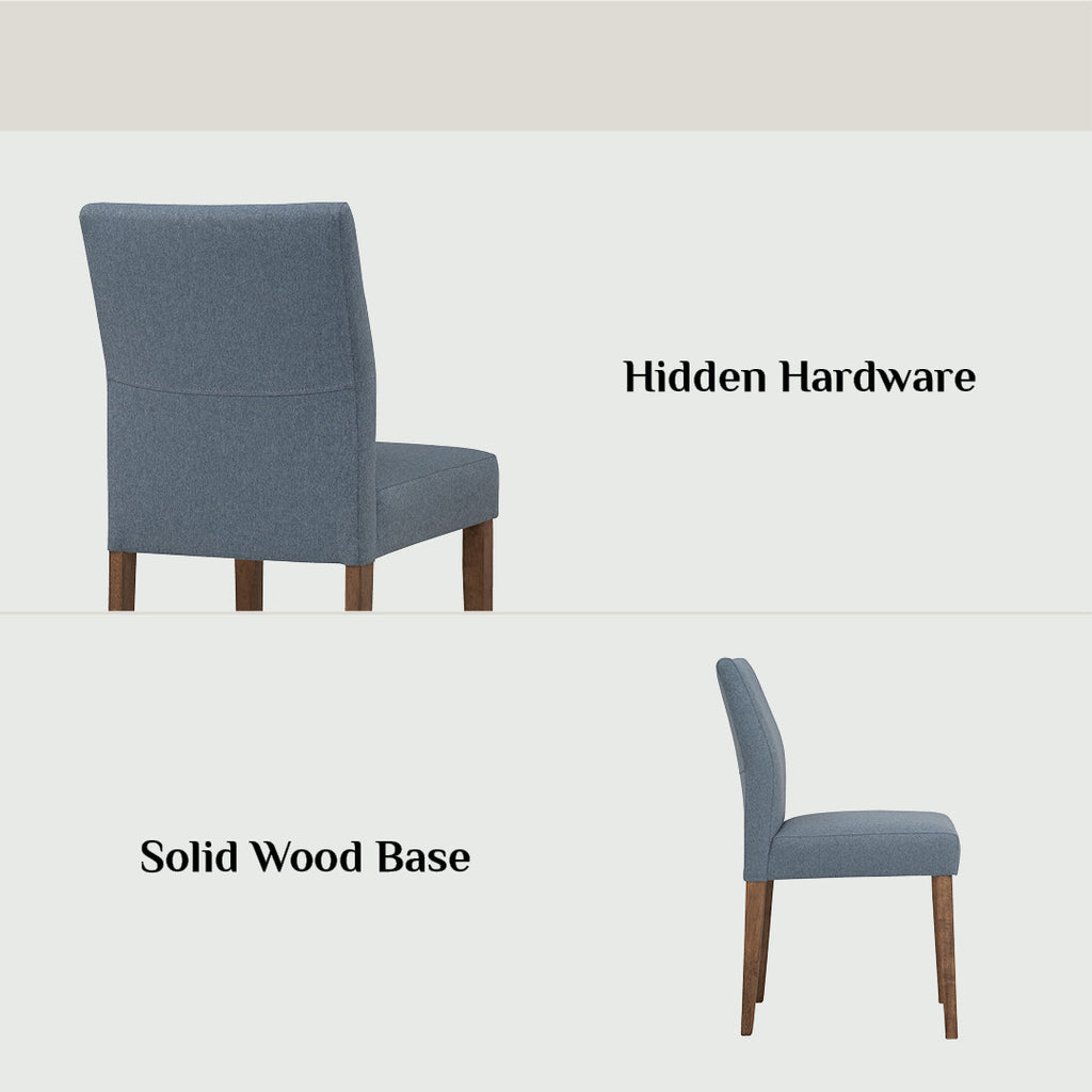 (2set) Ladee dining chair in Cocoa colour leg, Steel Blue colour Drill fabric.